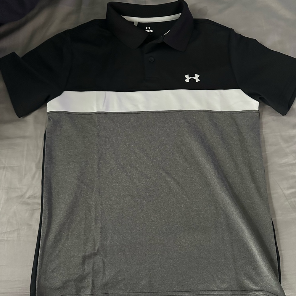 Under Armour Boys Black and Gray Polo Shirt